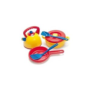 Dantoy Kettle and Pot Set, Role Play Set with 7 Pieces Including Utensils Pretend Play Toys for Kids &ndash; Multi-Colour