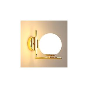 Goeco Applique Murale Int&eacute;rieure, E27 Lampe Murale Moderne avec Abat-jour en Verre, Art D&eacute;co Applique Dor&eacute; Vintage pour Chambre Salon Cuisine Couloir, Dia. 15cm, Max.60W