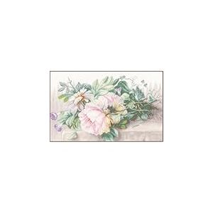 Lanarte Point De Croix Compt&eacute; Tableau Kit Complet DIY Broderie Motif NATURE MORTE AVEC FLEURSPatron Adulte Art Creatif Decoration Salon Activit&eacute; Manuelle Cadeau ca. 39 x 26 cm Counted Cross Stitch