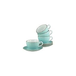 CreaTable, 34041, S&eacute;rie Vintage Nature Aqua, service de vaisselle 8 pi&egrave;ces, service &agrave; cappuccino en porcelaine, compatible lave-vaisselle et micro-ondes, fabriqu&eacute; en Europe.
