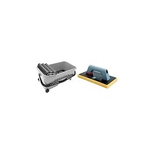 Bellota 58003 - Bac de Nettoyage Professionnel pour travaux de carrelage - Seau avec Roues & 5888 - Taloche de Nettoyage - Taloche avec Eponge pour Carreleurs - avec Poignée Ergonomique