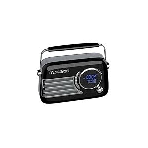 Madison - FREESOUND-VR40BK-DAB - Radio Dab+ Vintage sur Batterie Longue autonomie - Dab+, FM, Bluetooth & USB - Subwoofer à l'arrière - Noir Brillant - Vintage, Nostalgie, Retro