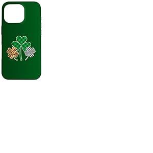 Three Clover Shamrocks Leopard Buffalo Plaid St Patrick Coque pour iPhone 16 Pro