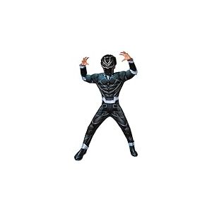 Rubies Black Panther Costume de luxe pour enfant avec poitrine rembourrée, couvre-bottes et masque officiel Marvel pour carnaval, Noël, anniversaire, fête et Halloween