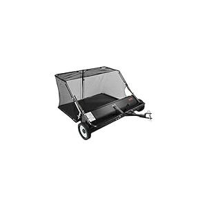 VEVOR Balayeuse &agrave; Gazon Tract&eacute;e, 122 cm, Balai Ramasseur Herbes et Feuilles, Grande Capacit&eacute; 566 L, avec Corde de D&eacute;versement, Hauteur R&eacute;glable, pour Balayer D&eacute;bris Secs Mauvaises Herbes de Jardin