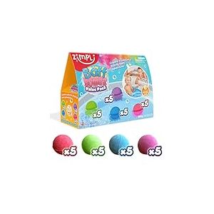 Zimpli Kids - 20 x Bombe da Bagno, Crea un'Avventura da Bagno Frizzante, una Confezione Regalo di Bombe per Un Bagno di Bolle, Bomboniere per Feste, Riempitivi per Sacchetti Regalo per Bambini