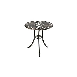 Table de Jardin Relaxdays avec Trou pour Parasol, H x D : 65 x 60 cm, alu, résistant aux intempéries, Ronde, Noir/Bronze