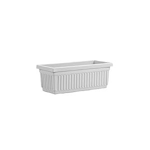 Terra Roma Jardinière rectangulaire de 60 cm – Pot de Fleurs en Plastique léger pour intérieur et extérieur avec Drainage pour Rebord de fenêtre, Herbes, Fleurs, Blanc