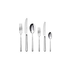 Sambonet 52513-83 Linear Lot de couverts de table monobloc en acier inoxydable 18/10 pour 6 personnes, 36 pièces, 6 fourchettes, 6 cuillères, 6 couteaux, 6 fourchettes fruits, 6 couteaux à fruits, 6