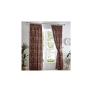 Dreams & Drapes - Rideaux Jacob&eacute;ens Marron 168 x 183 cm - 2 Embrasses - Rideaux Pliss&eacute;s Floraux/Exotiques - Boh&egrave;mes Marocains Rouge - Damass&eacute;s pour Chambre/Salon