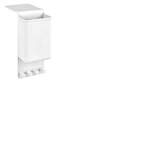 WENKO Porte Fer à Lisser Ampio, Blanc - Console Murale pour Fer à Lisser, Fixer sans percer de Trous, Silicone, 10 x 36.5 x 6.5 cm, Blanc