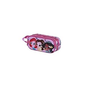 Disney Princesses Flowers-Trousse 3D Double, Rose, 22 x 10 cm