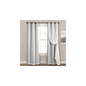 Lush Decor Paire de Rideaux à œillets avec Doublure occultante Isolante - 96,5 x 213,4 cm (l x L), Gris Clair