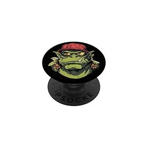 Cool Ogre Visage avec casquette et lunettes de soleil PopSockets PopGrip Adhésif