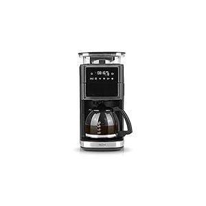 BEEM FRESH-AROMA-PERFECT III Cafetière filtre Moulin - verre | Avec cruche en verre et fonction de maintien au chaud | Moulin conique et fonction Aroma-Plus | Minuterie 24 heures | Pour 10 tasses