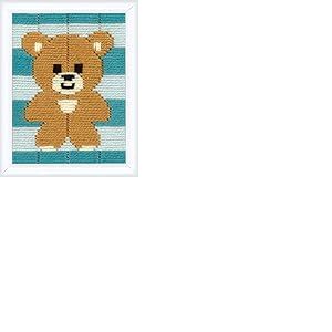 Vervaco Kit Broderie Point Lanc&eacute; Canevas Kit Complet Debutant Motif PETIT OURS Debutant Deco Activit&eacute; &Eacute;ducative Decoration Manuelle DIY Set Artiste ca. 12,5 x 16 cm Beginner Crafts Embroidery