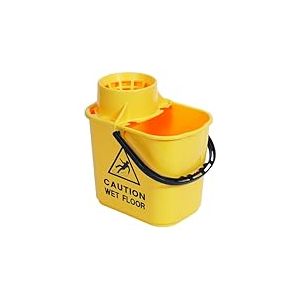 Woobroo Seau à vadrouille en Plastique avec essoreur, Seau à vadrouille Commercial Pliable et Portable pour Le Nettoyage (Jaune)