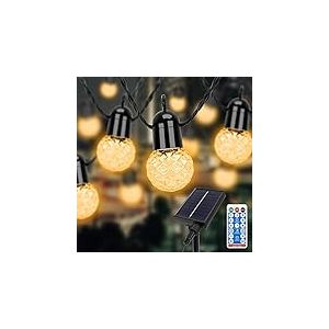 sylvwin G40 Guirlande Lumineuse Exterieure,15M 25 LED 8 Modes Solaire Guirlande Jardin,Guirlande Guinguette Ext&eacute;rieure pour le Jardin l'arbrepatio f&ecirc;te Pi&egrave;ce (Prise en Charge du Chargement USB)