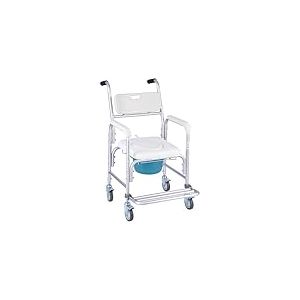 VEVOR Chaise Perc&eacute;e avec Roulettes Charge 159 kg, Si&egrave;ge de Toilette Sur&eacute;lev&eacute; avec Dossier Rembourr&eacute; et Repose-pieds Rabattable, Chaise de Nuit avec Seau Amovible de 5 L, pour Personnes &Acirc;g&eacute;es