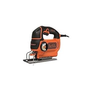 BLACK+DECKER KS801SE-QS Scie sauteuse pendulaire filaire - Profondeur de coupe : 5 mm métal et 80 mm bois - 1 lame 550W, 18V, Orange,