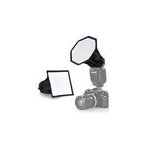 NEEWER Lot de 2 diffuseurs de Flash am&eacute;lior&eacute;s - Bo&icirc;te &agrave; lumi&egrave;re Pliable (octogonale de 15 cm, rectangulaire de 15,2 x 12,7 cm) pour Flash &agrave; t&ecirc;te Ronde Z2 Z1 V1 et Compatible avec Godox Sony Nikon