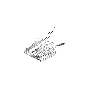 RUECAB - Grilles de Cuisson Barbecue et fumoir - Grille de Barbecue Double Ajustable,Grille Barbecue rectangulaire, Grille BBQ - Matière :Acier chromé - Dimensions :31 x 23cm - Panier Barbecue