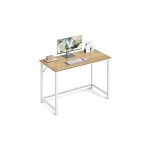 VASAGLE Bureau d'Ordinateur, Table, 50 x 100 x 76 cm, pour Bureau, Chambre, Salon, Cadre en M&eacute;tal, Couleur Ch&ecirc;ne Naturel et Blanc Perle LWD041W70V1