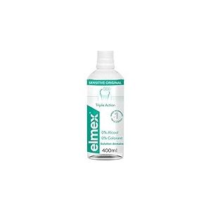 ELMEX Bain de Bouche elmex Sensitive Original - Protection 3x Supérieure Contre les Caries - Fluorure d'Amines - Sans Colorant - Soulage Sensibilité Dents - Soin Bucco-Dentaire Complet en 30s