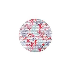 Assiette de service ronde en mélamine décor corail