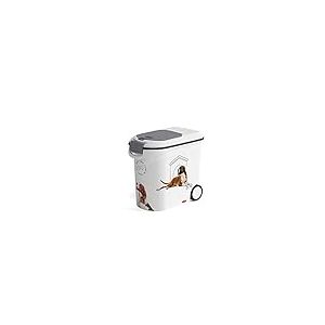 CURVER Conteneur à Croquettes Pour Chien - 12kg / 35L - Grand Rangement Hermétique Anti-Odeurs pour Nourriture - Roulettes et Poignées de Déplacement - 49,3 x 27,8 x 42,5 cm - Blanc
