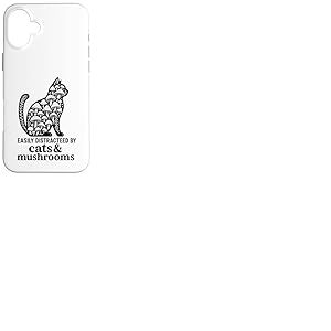 Mignon Chat Noir Art Hommes Champignon Stuff Ramen Chat Champignon Chat Coque pour iPhone 16 Plus