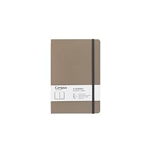 Campus - Carnet de Notes A5, Bullet Journal à Feuilles Unies, Carnet à Couverture Rigide, Carnet Beige 96 Feuilles de 75g, Fermeture Élastique, Pochette et Marque-Page (A5, Uni, Beige)