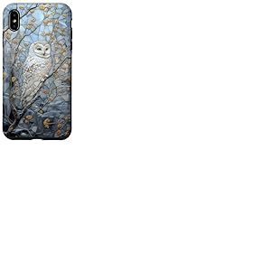 Hibou enneigé blanc amoureux de la neige tachée saison d'hiver Coque pour iPhone XS Max