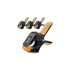 TOLESA 178mm bois pince &agrave; ressort 4Pc Grande pince en bois avec 13.6 kg force de serrage forte en plastique renforc&eacute; pince en nylon 76.2mm ouverture de la m&acirc;choire avec ressort lourd