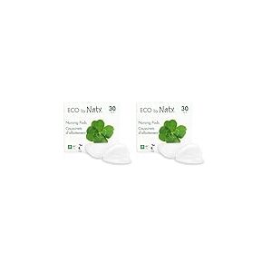 Eco by Naty, Coussinets d’Allaitement. Ultra absorbants, compostables, fabriqués à partir de Bambou, pâte de Bois et Voile compostable. 0% Plastique (Lot de 2)