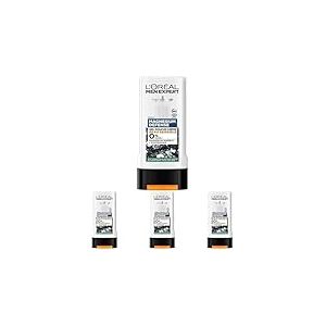 L'Or&eacute;al Men Expert - Gel Douche Cr&egrave;me Hypoallerg&eacute;nique pour Homme - Hydrate & Nettoie - Enrichi en Magn&eacute;sium Min&eacute;ral - Pour Peaux Sensibles - Magnesium Defense - 300 ml (Lot de 4)