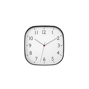 TFA Dostmann Horloge Murale silencieuse, 60.3076, Design Moderne, Noir, 28cm, analogique sans tic-tac, trotteuse Rouge, Grands Chiffres, pour Cuisine, Salon, Bureau, Chambre, Mouvement Sweep