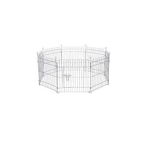 lionto Enclos extérieur pour Lapins en métal Robuste, 59x58 cm, enclos Extensible pour Petits Animaux + piquets de Sol, Porte avec verrou & Filet de Protection, résistant aux intempéries, 8 éléments