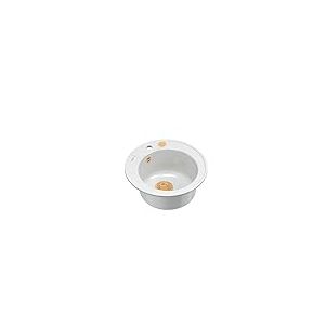 QUADRON évier rond cuisine Blanc + Cuivre Pvd | Taille Ø 51 cm, granit évier en granit | MORGAN 210 évier à encastrer avec trou pour robinet | évier monocuve évier de cuisine