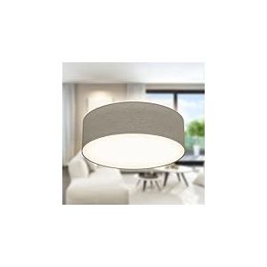 B.K.Licht - Plafonnier avec abat-jour en tissu, douille E27, max. 40 watts, lustre, lustre salon, lustre chambre, luminaire plafonnier, lustre cuisine, plafonnier salon, 30x10 cm, taupe