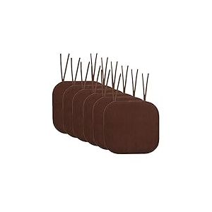 Sweet Home Collection Lot de 6 Coussins de Chaise en Mousse à mémoire de Forme avec Attaches Motif nid d'abeille Dos en Caoutchouc antidérapant 40,6 x 40,6 cm Marron Chocolat