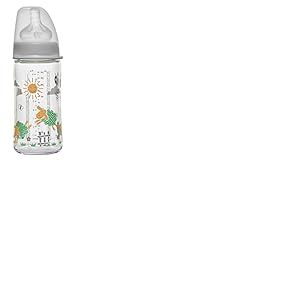 nip Gourde &agrave; col large avec t&eacute;tine anti-colique : gourde pour b&eacute;b&eacute; avec syst&egrave;me Activflex - Fabriqu&eacute; en Allemagne - Sans BPA - Verre - Taille unique - Trou d'aspiration M - D&eacute;bit moyen - 240 ml