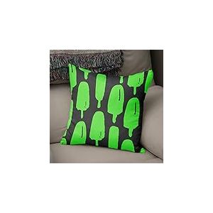 BonaMaison Housse de Coussin Motif, Vert Fluo et fumée Taie d'oreiller pour Lit Voiture Canapé Maison Salon Chambre, Décoration D'intérieur, 43x43cm - Conçu et Fabriqué en Turquie