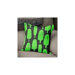 BonaMaison Housse de Coussin Motif, Vert Fluo et fumée Taie d'oreiller pour Lit Voiture Canapé Maison Salon Chambre, Décoration D'intérieur, 43x43cm - Conçu et Fabriqué en Turquie