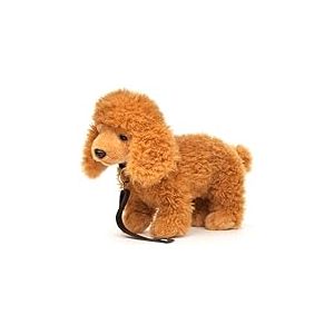 Uni-Toys - Caniche (Marron Clair), Debout (avec Laisse) – 30 cm (Longueur) – Chien en Peluche – Doudou