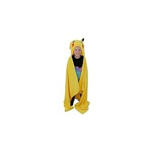 Character World Couverture Polaire à Capuche Officielle Pokémon | Couvre-lit Super Doux et Chaud, Motif sourires avec tête de Pikachu | Parfait pour la Maison, la Chambre, Les soirées Pyjama et Le