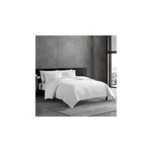 Vera Wang Parure de lit de Luxe avec taies Assorties, idéale pour Toutes Les Saisons, Coton, Texture plissée, Blanc, Grand lit