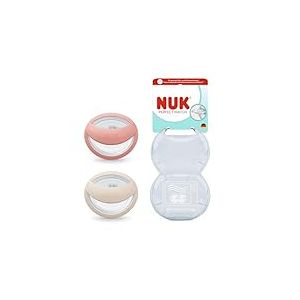 NUK Perfect Match Sucettes pour b&eacute;b&eacute; | 0-6 mois | Compatible avec l&rsquo;allaitement, Sucettes orthodontiques | Taux d&rsquo;acceptation par les b&eacute;b&eacute;s : 95 %** | Beige/Rouge | Lot de 2