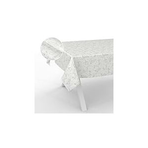 ANRO Nappe en Toile cirée, Lavable, pour Table de Jardin, extérieur et intérieur, Bord coupé, Motif Feuilles, Grise, 240 x 140 cm