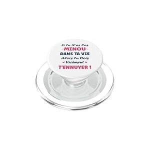 SI Pas de Minou Fille pr&eacute;nom personnalis&eacute; Humour Minou PopSockets PopGrip pour MagSafe